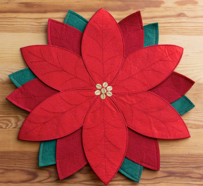 14" Fabric Poinsettia Shaped Placemat