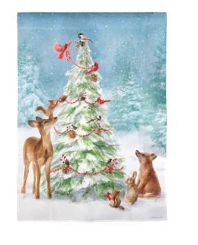 Christmas Tree and Friends Moire Garden Flag