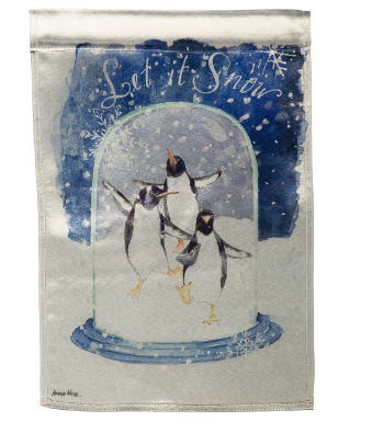 Let it Snow Penguin Lustre Garden Flag