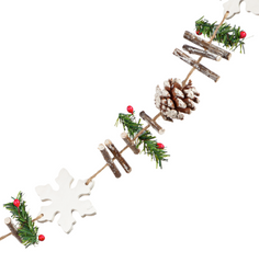 42" Wood and Pinecone Snowflake Garland