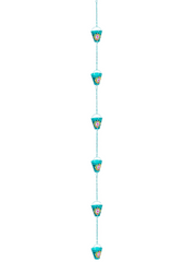 Blue Coastal Rain Chain, Vibrant Hand-Painted Flower Rain Chain, 72" H