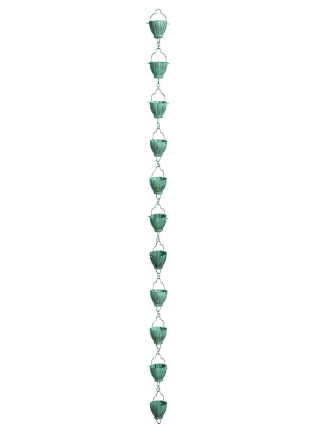 She Shed Rain Chain, Metal, Green Rustic Rain Chain, 72" H