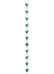 She Shed Rain Chain, Metal, Green Rustic Rain Chain, 72" H