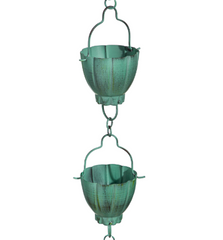 She Shed Rain Chain, Metal, Green Rustic Rain Chain, 72" H