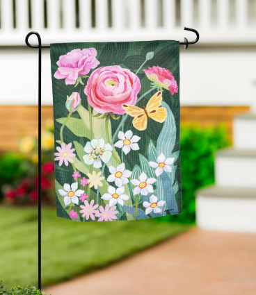 Ranunculus Romance Burlap Garden Flag