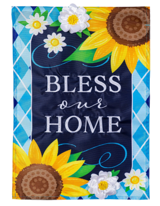Bless Our Home Sunflowers Applique Garden Flag