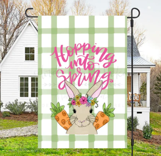 Hopping Into Spring Garden Flag