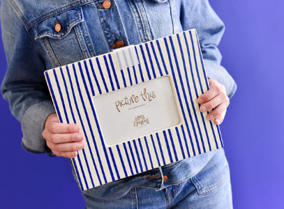 Indigo Skinny Stripe Mini Rectangle Frame