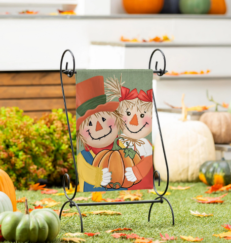 Couple Of Scarecrows Applique Garden Flag