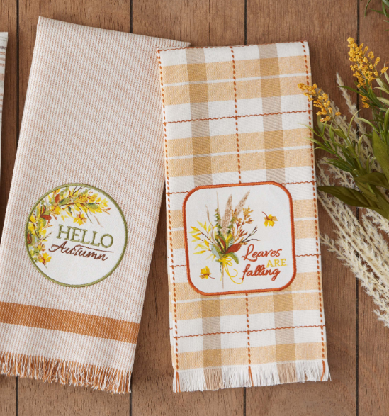 Hello Autumn Embellished Tea Towel