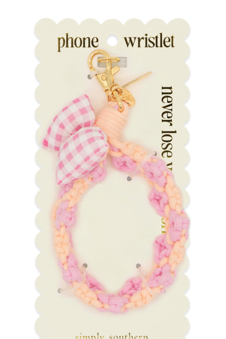 Phone Wristlet-Pink Macrame