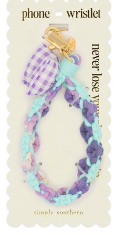 Phone Wristlet-Purple and Blue Macrame