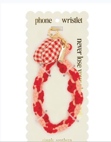Phone Wristlet-Red and Pink Macrame