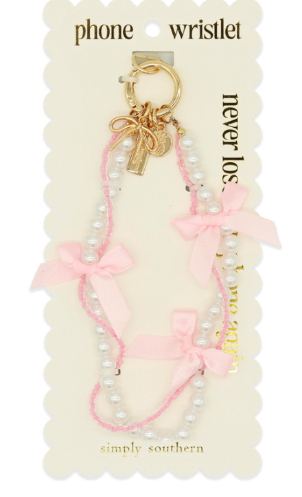 Phone Wristlet-Pearl with Pink Bow