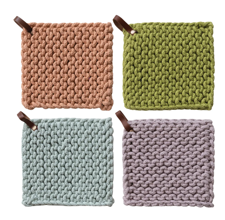 Hazel Mazel - 8" Sq Cotton Crocheted Pot Holders