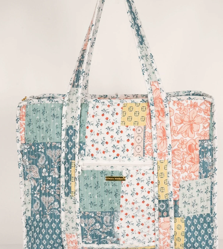Quilted Tote-Multi Floral