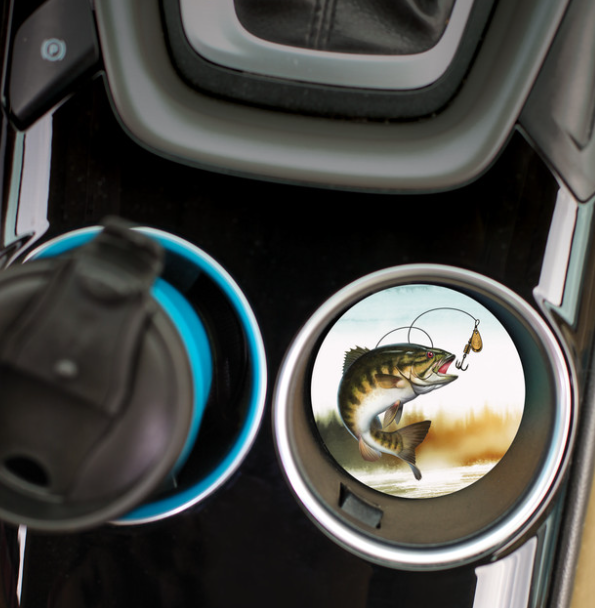Ceramic Car Coaster - Fishing