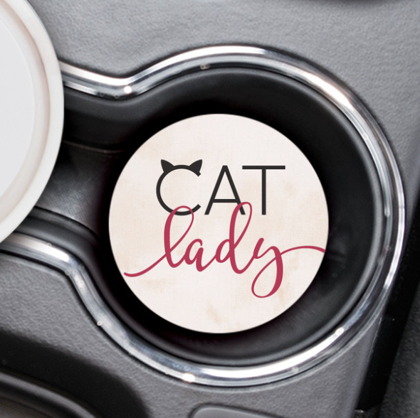 Ceramic Car Coaster - Cat Lady