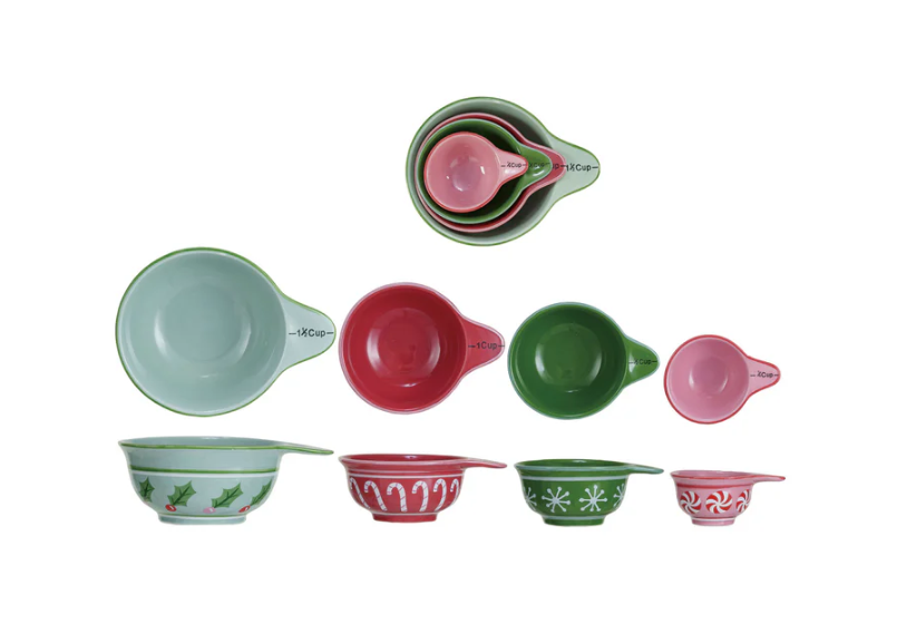 Holiday Stoneware Measuring Cups, Set of 4
