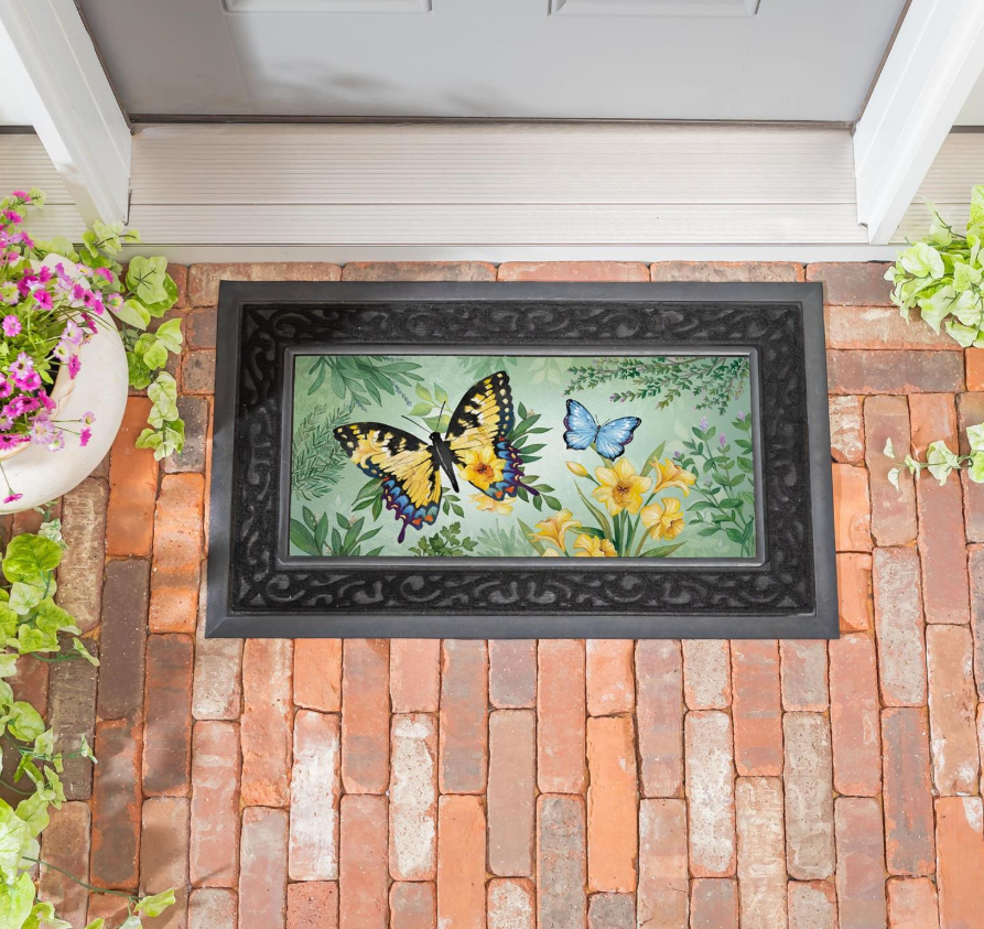 Pollinator Garden Green & Yellow Florals Monarch Butterfly Sassafras Switch Mat