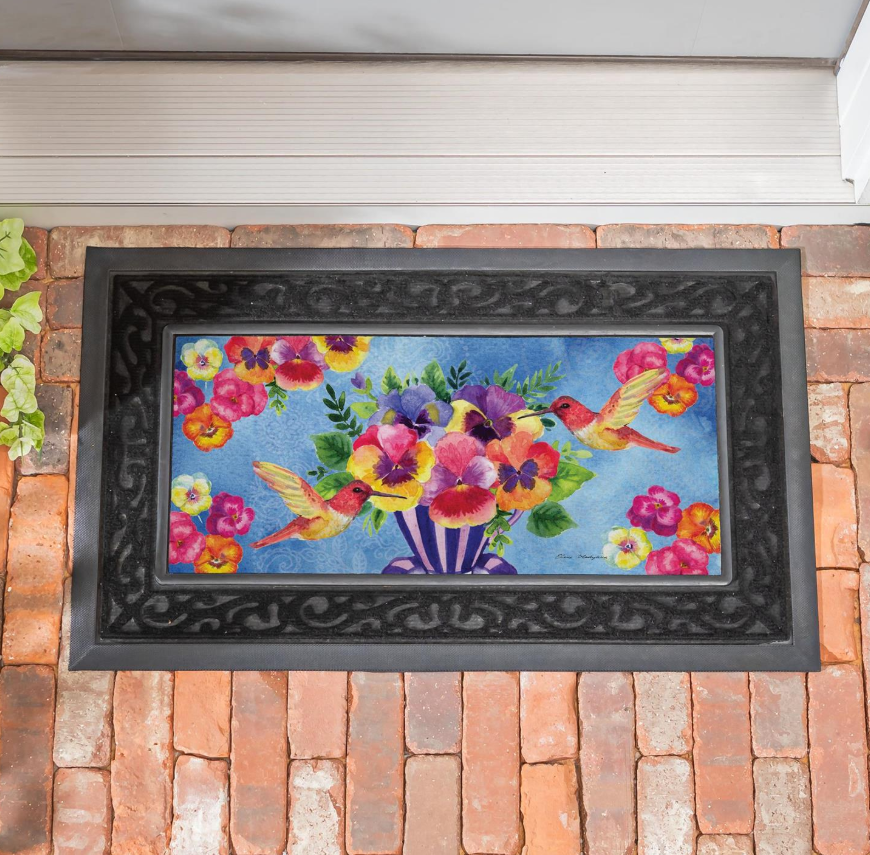 Pansies & Hummingbird Tea Cup Sassafras Switch Mat