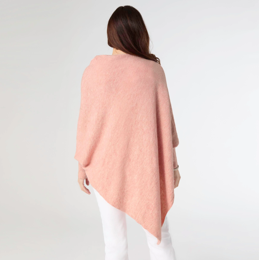 Dylan Sweater Poncho-Coral Heather