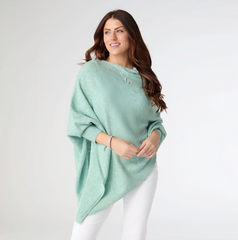 Dylan Sweater Poncho-Seafoam Heather