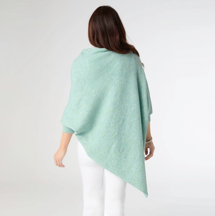 Dylan Sweater Poncho-Seafoam Heather