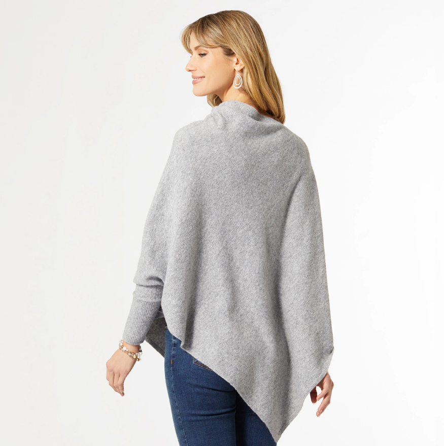 Dylan Sweater Poncho-Light Heather Grey