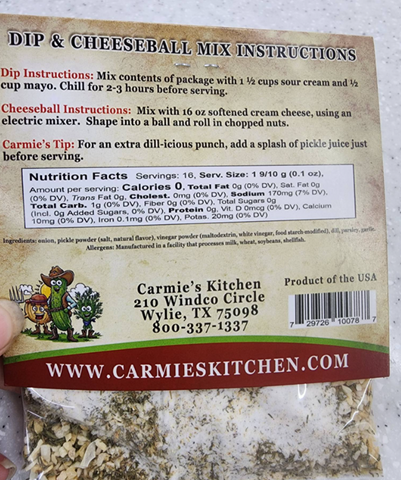 Dill Pickle Dip Mix