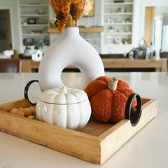 Ceramic Pumpkin 16 oz: Rake, Pile, Leap!