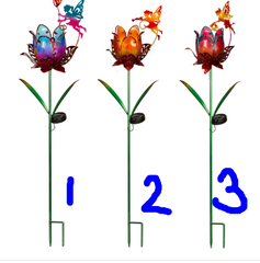 35"H Solar Garden Stake, Glass Fairy Flower