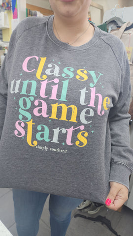 Classy Until the Game Starts Retro Color Crewneck Sweater