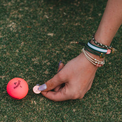 "Tee Time" Green and Pink Hair Tie Bracelets with Removable Ball Marker: Large
