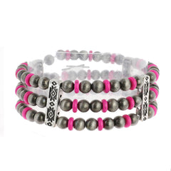 Sophia Collection - 3 Layer Navajo Pearl Mix Beaded Western Bracelet: Multicolor