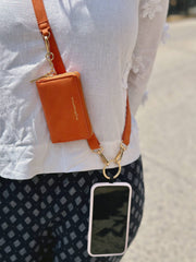 Save The Girls - Clip & Go Brushed Vegan Leather Phone Lanyard - Rfid Pouch: Brown - Brown Pouch