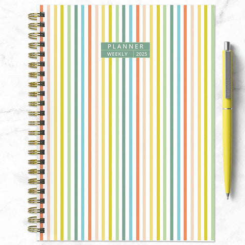 TF Publishing - Paper Goods - 2025 Malibu Stripes Medium Weekly Monthly Planner