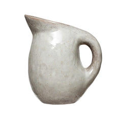 Stoneware Pitcher with Reactive Glaze, Bone Color