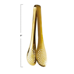 Stainless Steel Slotted Tongs, Gold Finish