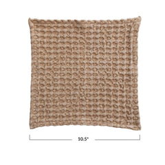 Stonewashed Cotton Waffle Weave Dish Cloths, Camel Color, Set of 3