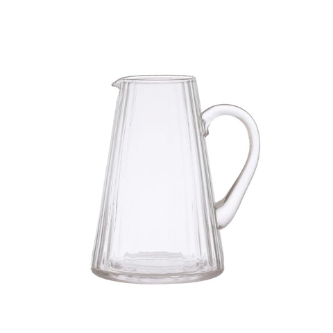 6-1/2"L x 5-1/2"W x 8-1/4"H 60 oz. Ribbed Glass Pitcher