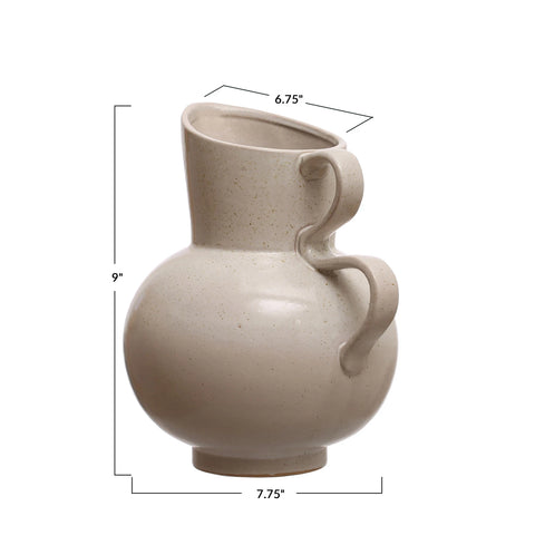 2-1/2 Quart Stoneware Pitcher, Reactive Glaze, White (Each One Will Vary)