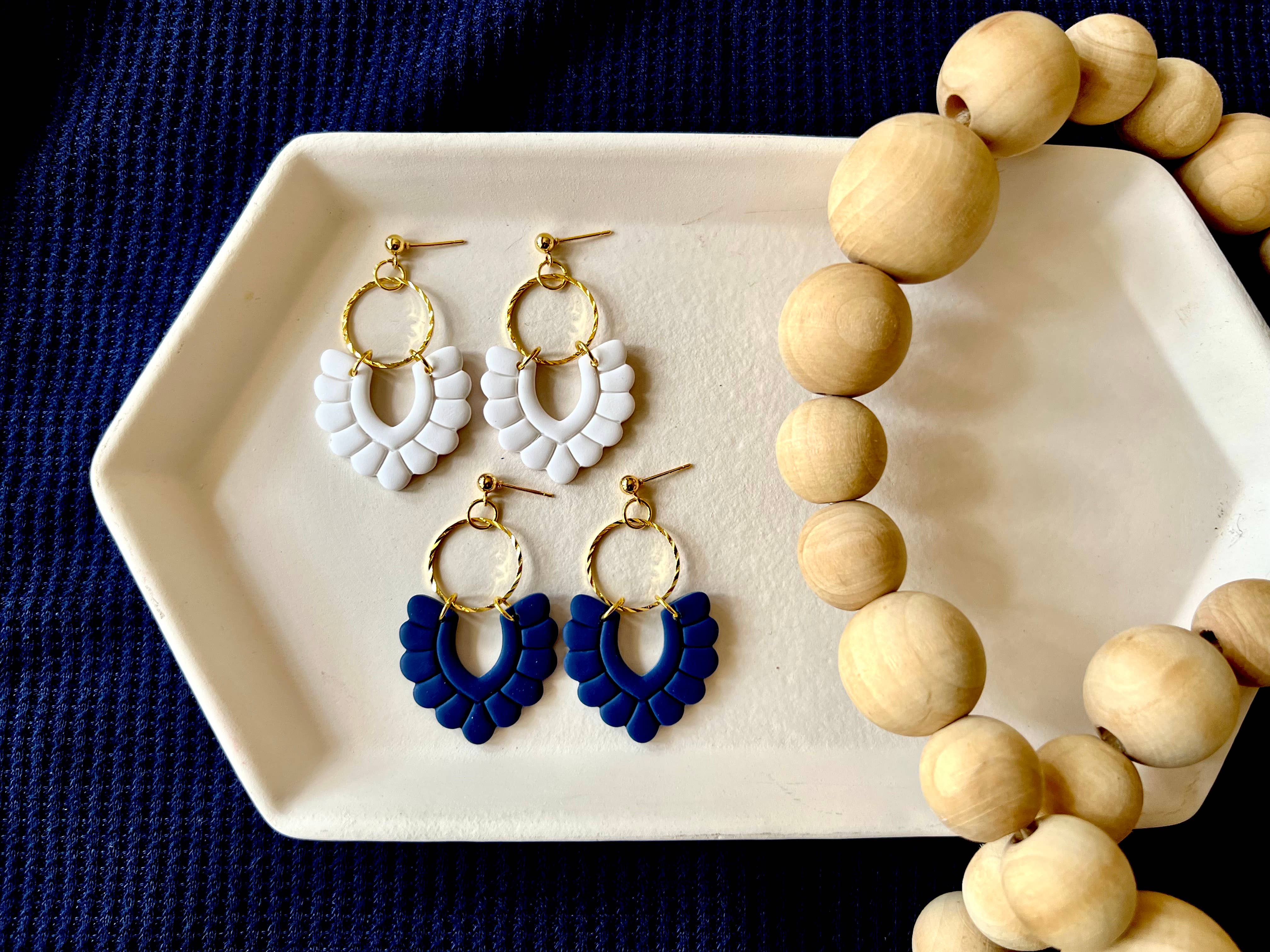 Scalloped Earrings: Blue