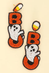 Sophia Collection - Halloween Candy Corn Ghost Bead Post Earrings : Purple