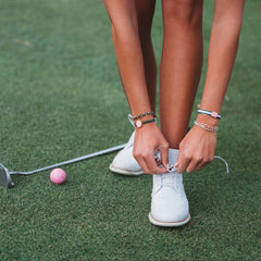 "Tee Time" Green and Pink Hair Tie Bracelets with Removable Ball Marker: Large