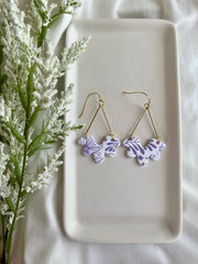 Floral Clay Earrings-Lavender