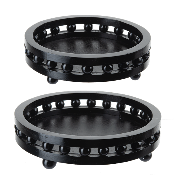 Black Round Beaded Tray-2 sizes