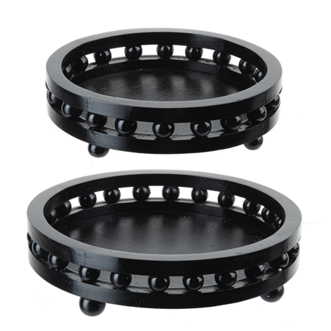 Black Round Beaded Tray-2 sizes
