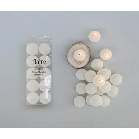 1-1/2" Round Unscented Tealights, Set of 20