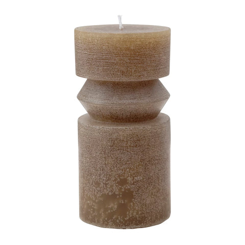 Unscented Totem Pillar Candle-Olive Color